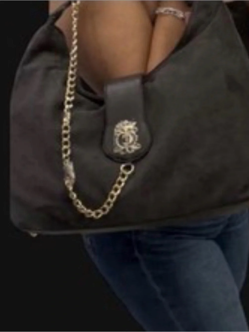 Juicy Couture Dark Brown Hobo with Gold Chain Trim